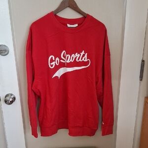 NWT Favorite Daughter Red Crewneck Sweatshirt with White Script_1
